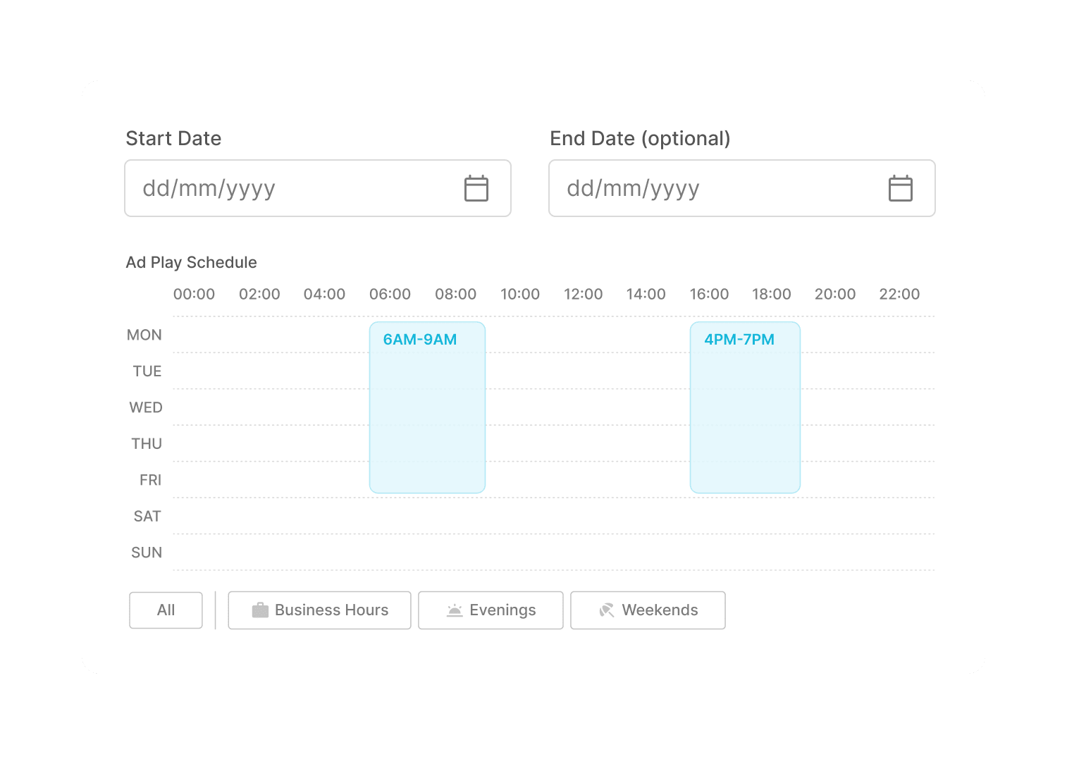 Flexible ad  scheduling